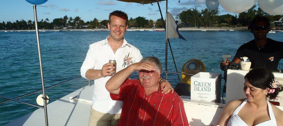 wedding couple on sunset cruise