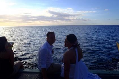 bride and bridegroom on boat